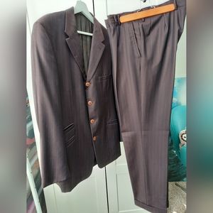 4,500 GIANNI VERSACE MEDUSA  MEN'S SUIT BROWN BLUE R42 W37